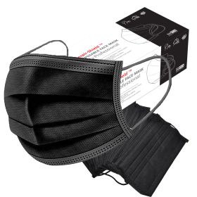 Respir-Shield��� 100PCS - 3 PLY Black Non-Medical Disposable Face Masks;  Comfortable Elastic Ear loops Face Masks;  Breathable for Daily Protection A